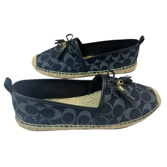 COACH Denim Carson Signature Espadrille Blue Flats Size 9.5 NIB - Picture 4 of 8